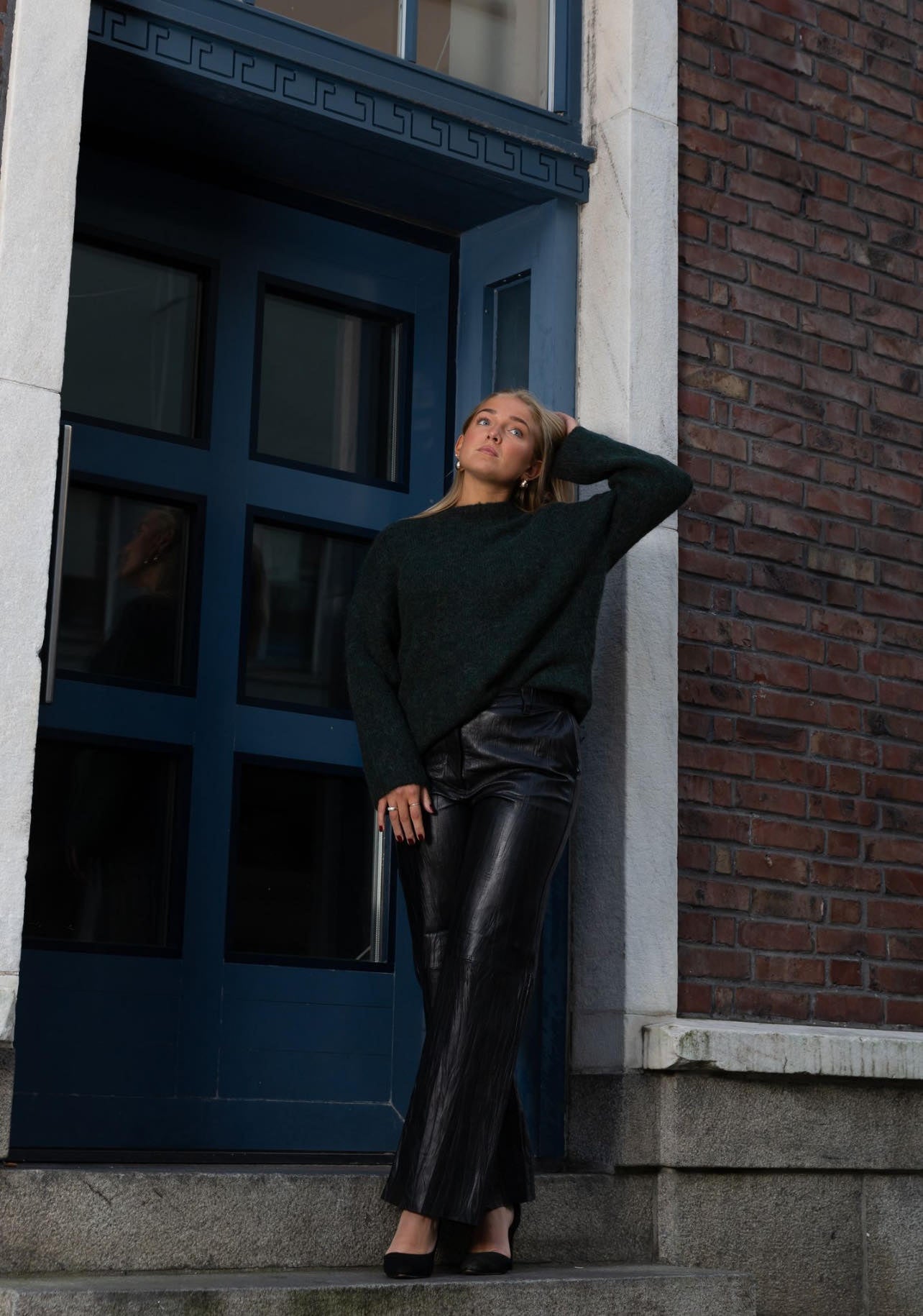 Gabella Strikket Genser - Grønn/ Scarab